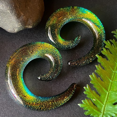 Pair green glitter foil - green, glass