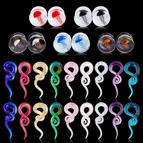 2pc jellyfish glass ear plugs - 2pc,