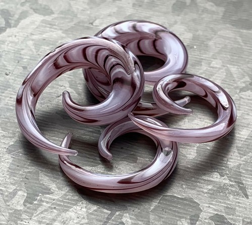 Pair purple glass spiral - purple,